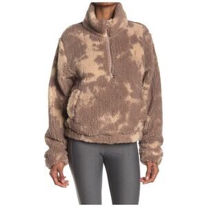 Sage Collective Jet Setter Two-Tone Faux 1/4 Zip Pullover Shearling Jacket Small
